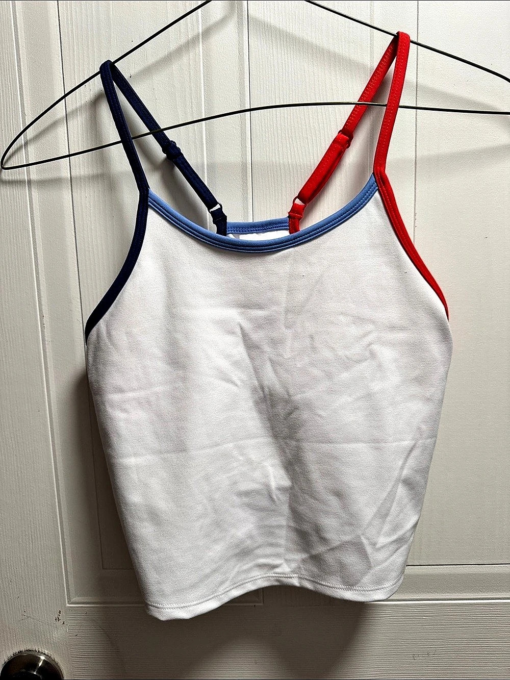 Champion Color Block Tank Top in White & Blue Size Large